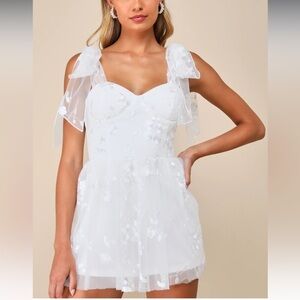 Lulu's White Floral Wedding Dress